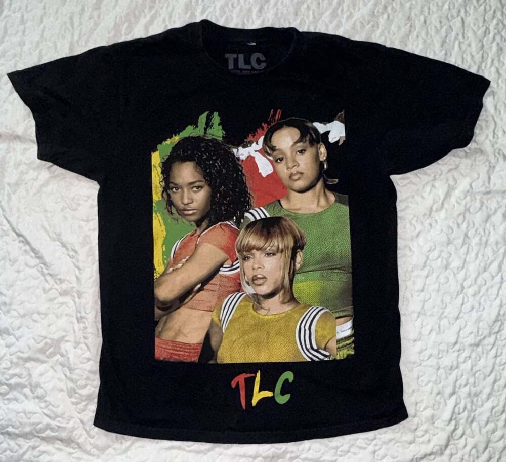 TLC 90s R&B Girl Group Graphic Print Black T-Shirt